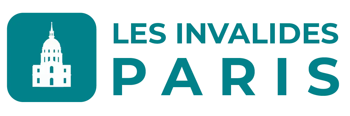 Logo des Invalides Paris représentant le dôme emblématique en blanc sur un carré arrondi sarcelle.